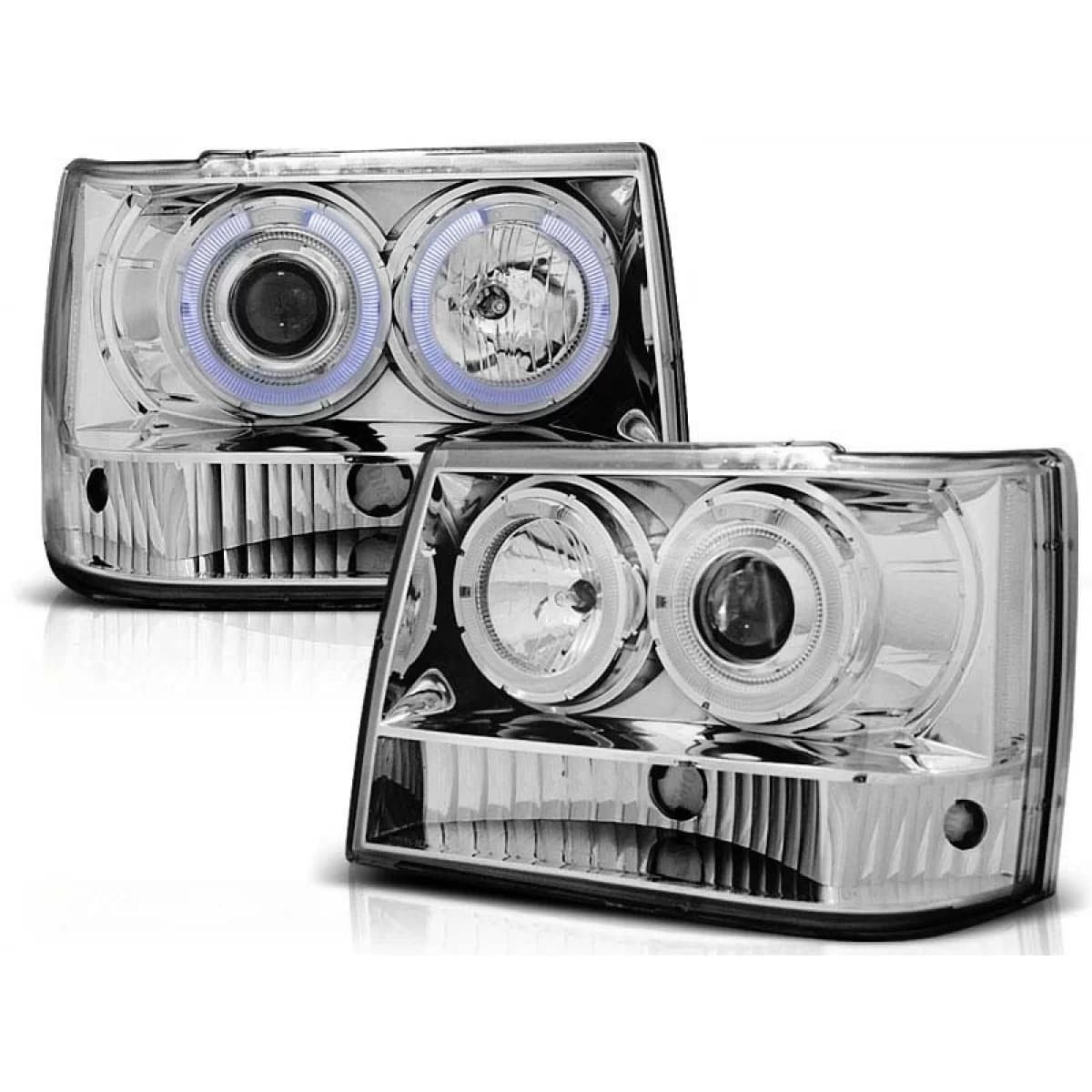 Tuning headlight kit with halogen angel eyes suitable for Chrysler JEEP GRAND CHEROKEE 1993-1998, left and right