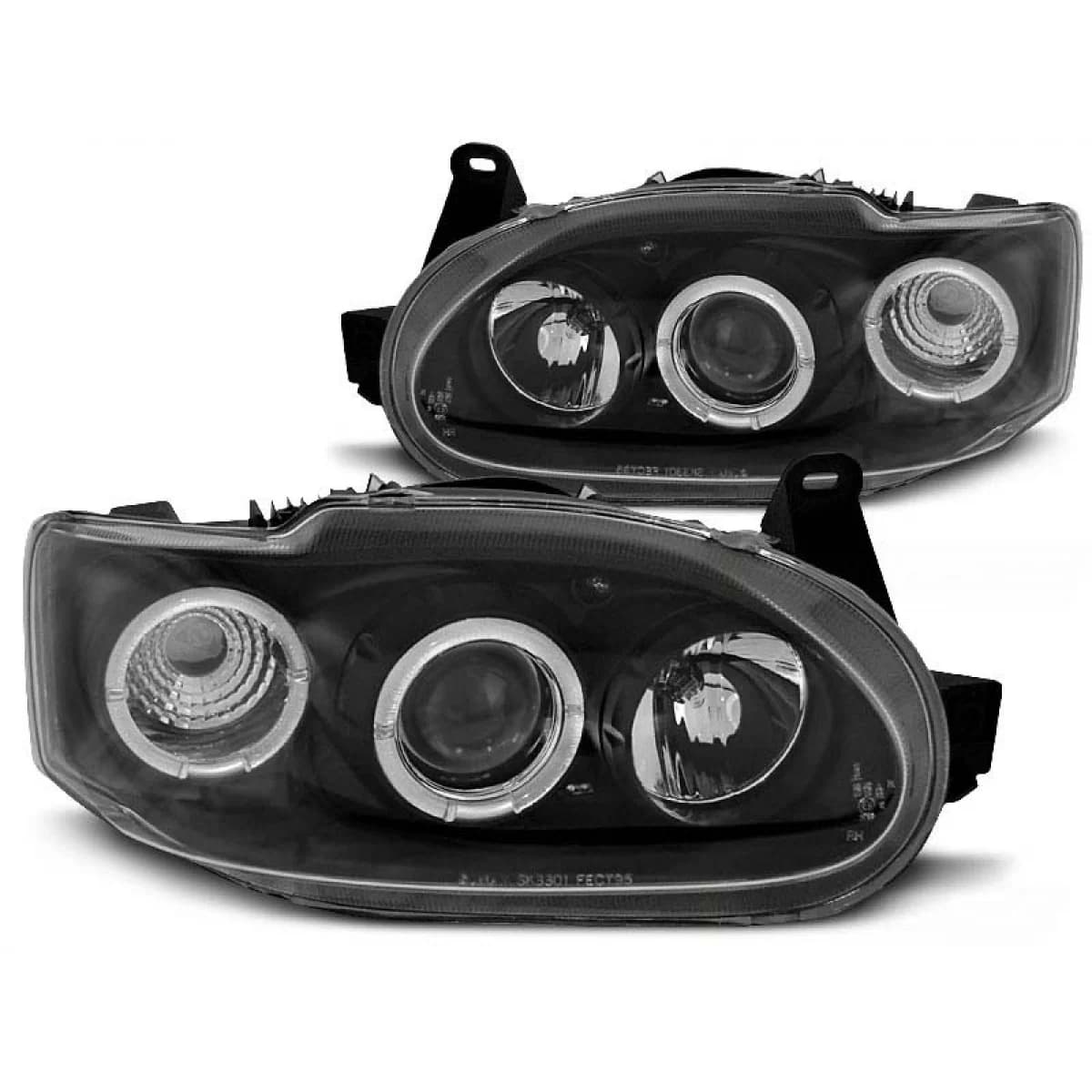 Tuning headlight kit with halogen angel eyes suitable for Ford ESCORT MK7 02.1995-2000, left and right