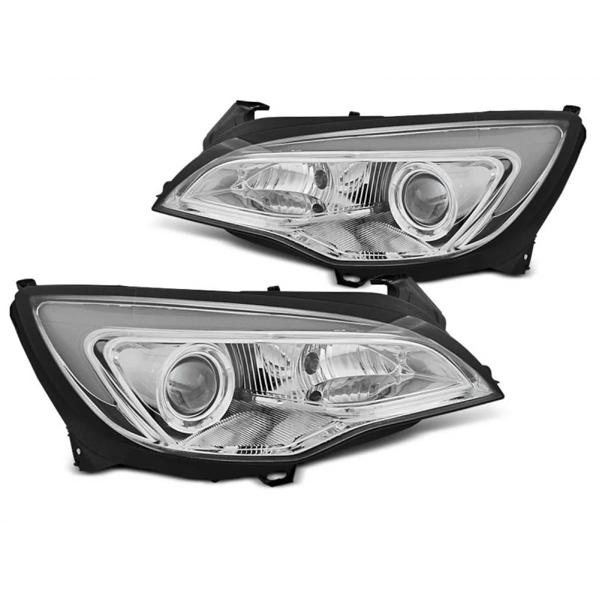 Chrome tuning headlight set with DRL lights suitable for OPEL ASTRA J 2010-2015, left and right