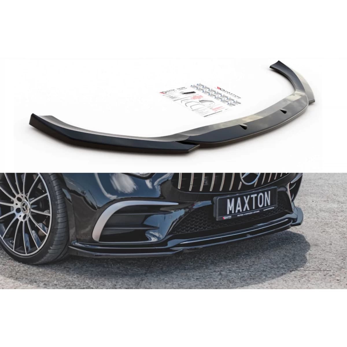 Maxton Design version 1 spoiler suitable for front A Design bumper on Mercedes CLS C257 after 2018, black lacquer