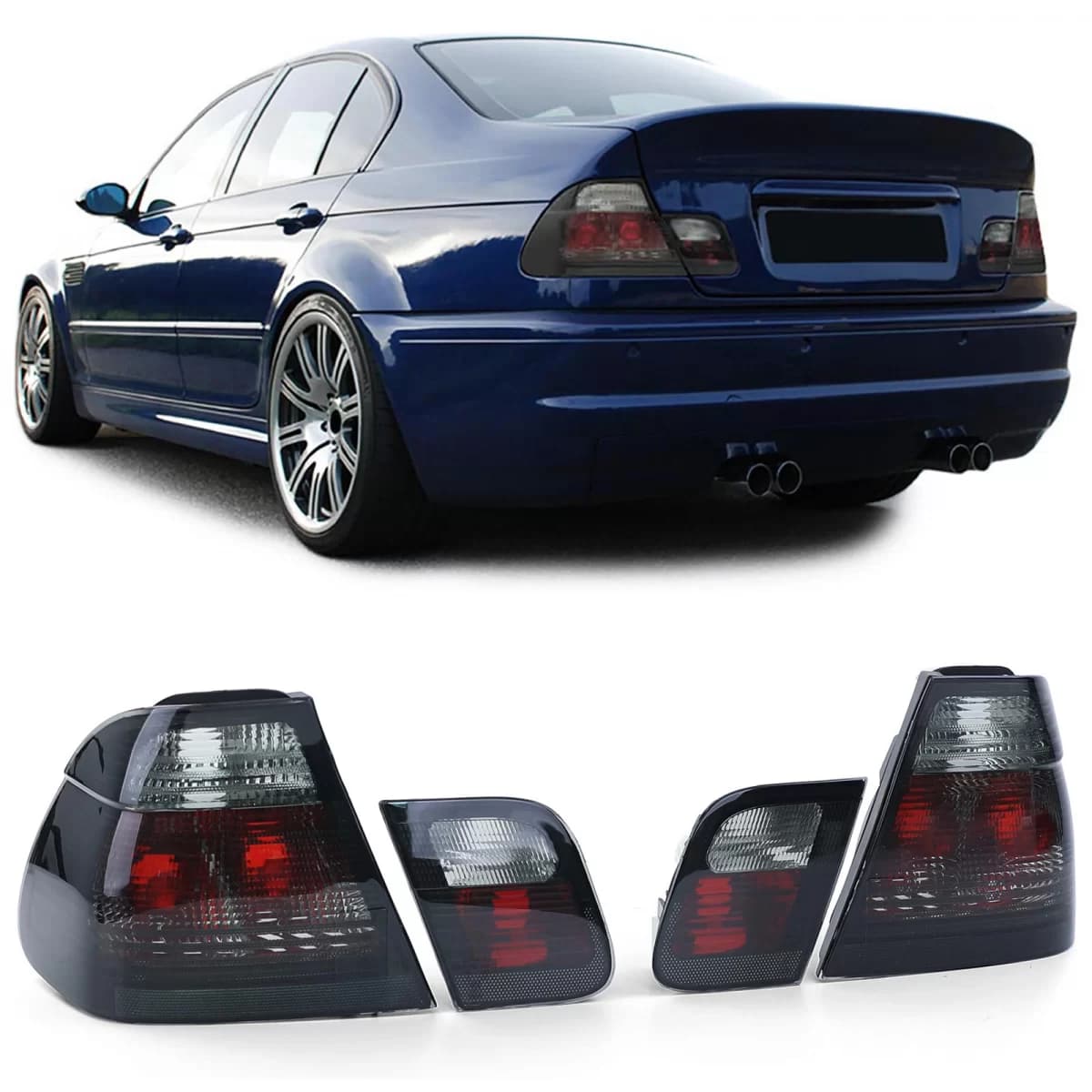 Clear glass taillights crystal black smoke suitable for BMW E46 sedan 98-01