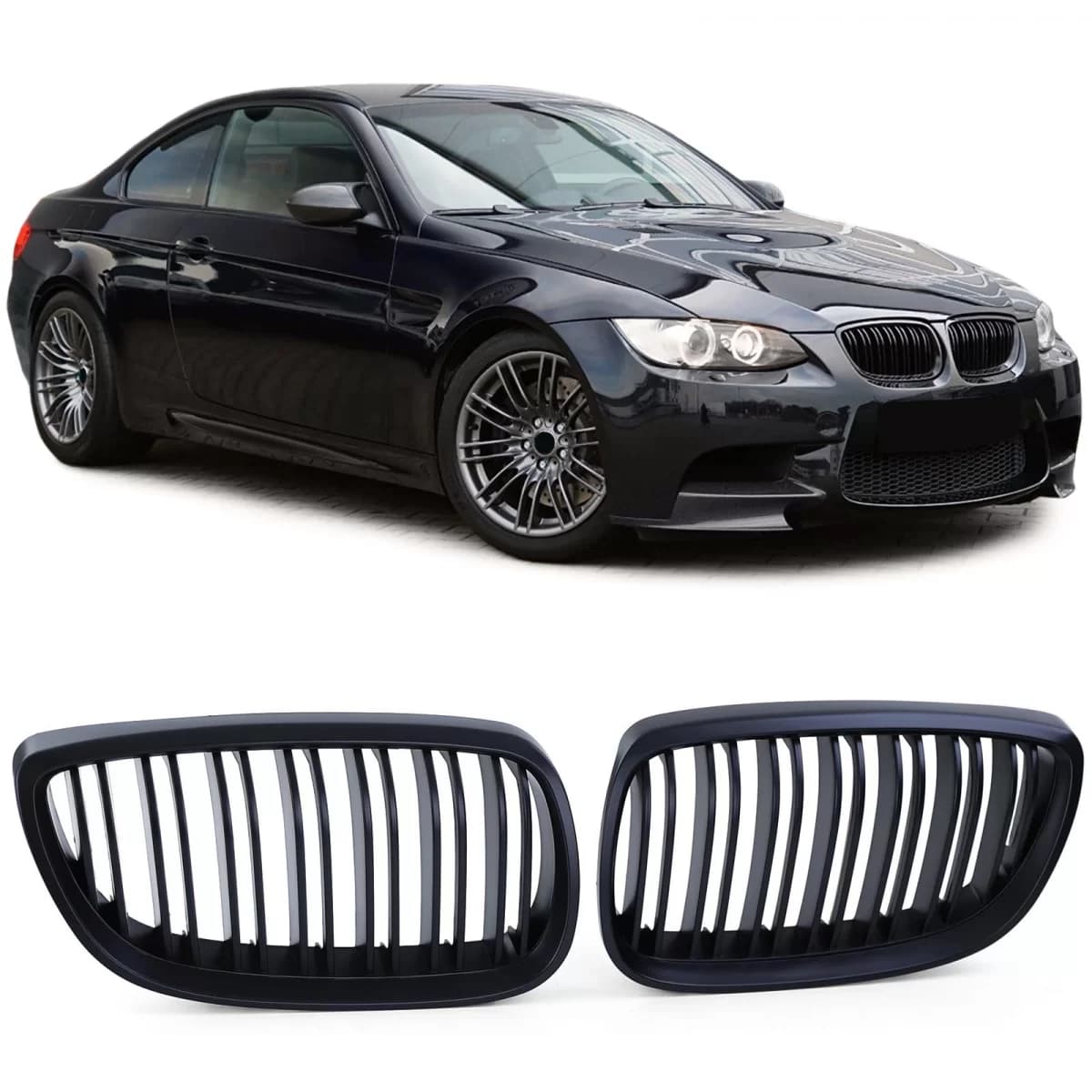 Double Slat Performance Kidney Grille Black for 3 Series BMW E92 E93 2005-2010
