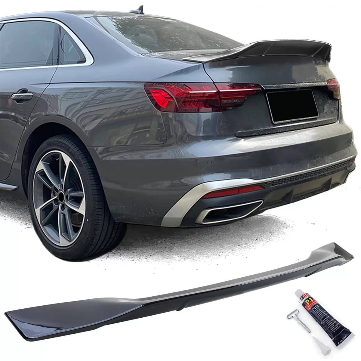 Ducktail rear spoiler black gloss fits Audi A4 8W 15-22 sedan