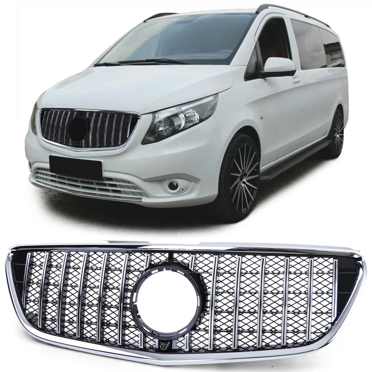 Sport grille front grill black chrome for Mercedes Vito W447 14-19