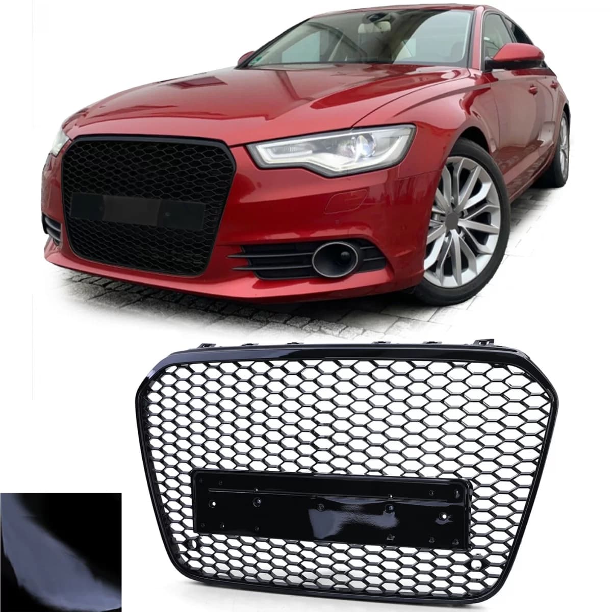 Honeycomb Sport Grille without Emblem Gloss Black for Audi A6 C7 4G 10-14