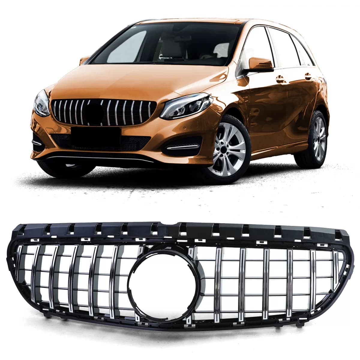 Sport grille black gloss chrome suitable for Mercedes B-Class W246 14-18