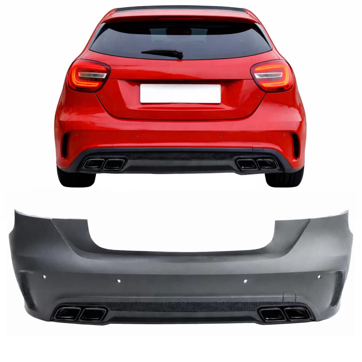 Sport rear bumper + diffuser + tailpipes for Mercedes A-Class W176 2012-2018