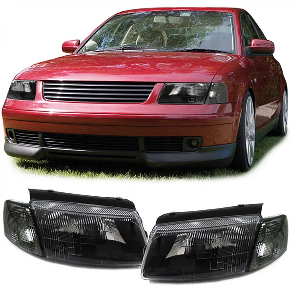 Black headlights with right and left indicators suitable for VW Passat 3B 96-00
