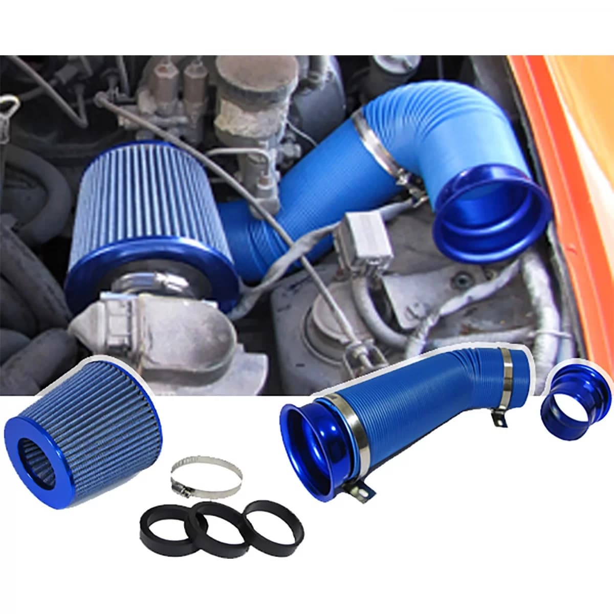 Cold Air Performance Kit with blue sport air filter set
