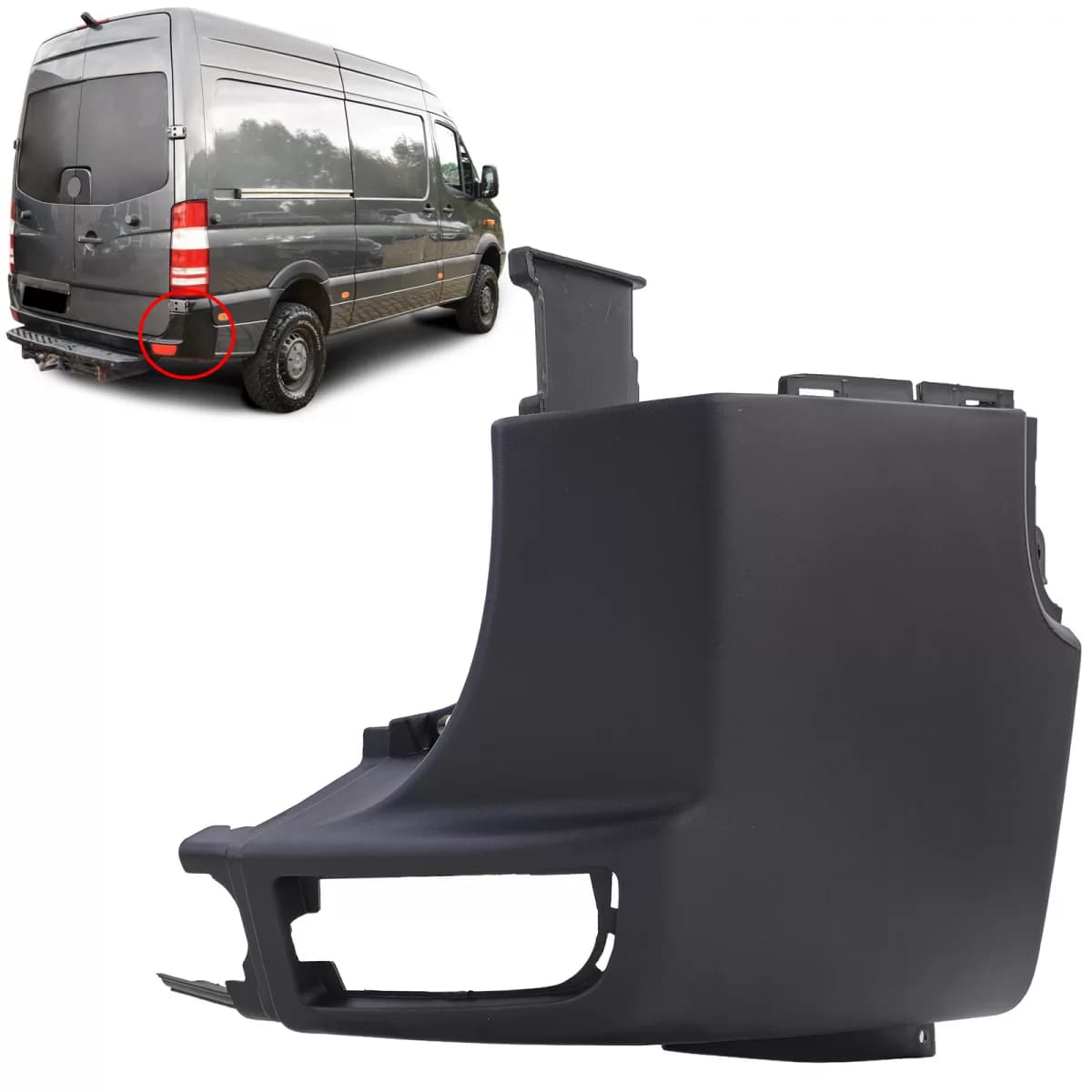 Corner rear bumper right for Mercedes Sprinter W906 and VW Crafter 2E 2006-18