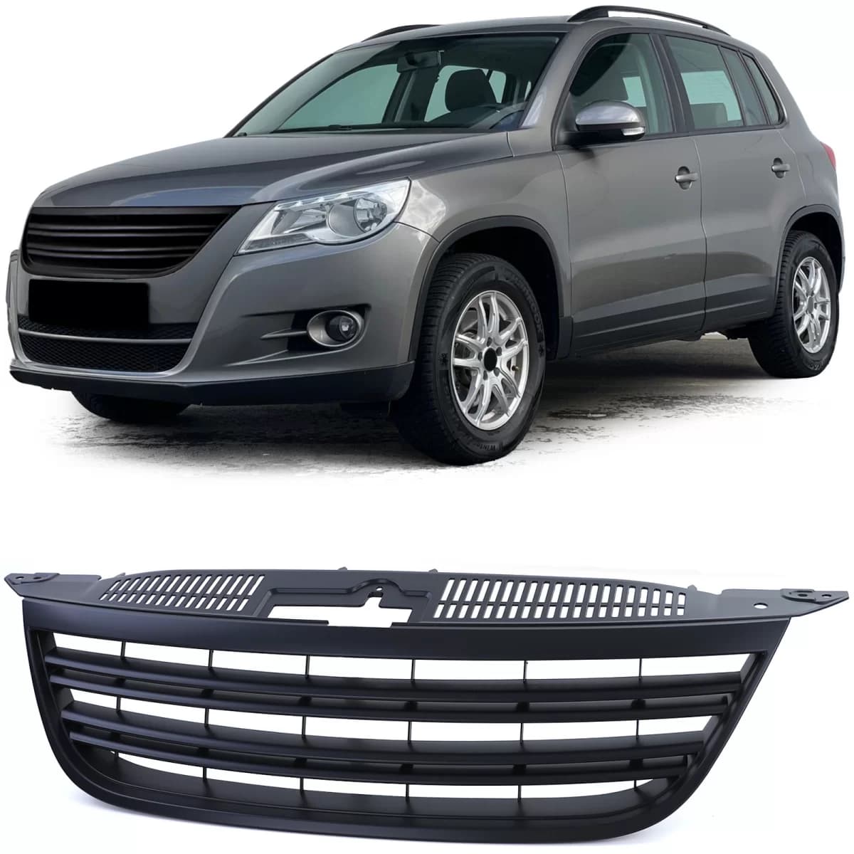 Sport grille without emblem with double slat black for VW Tiguan 5N 07-11