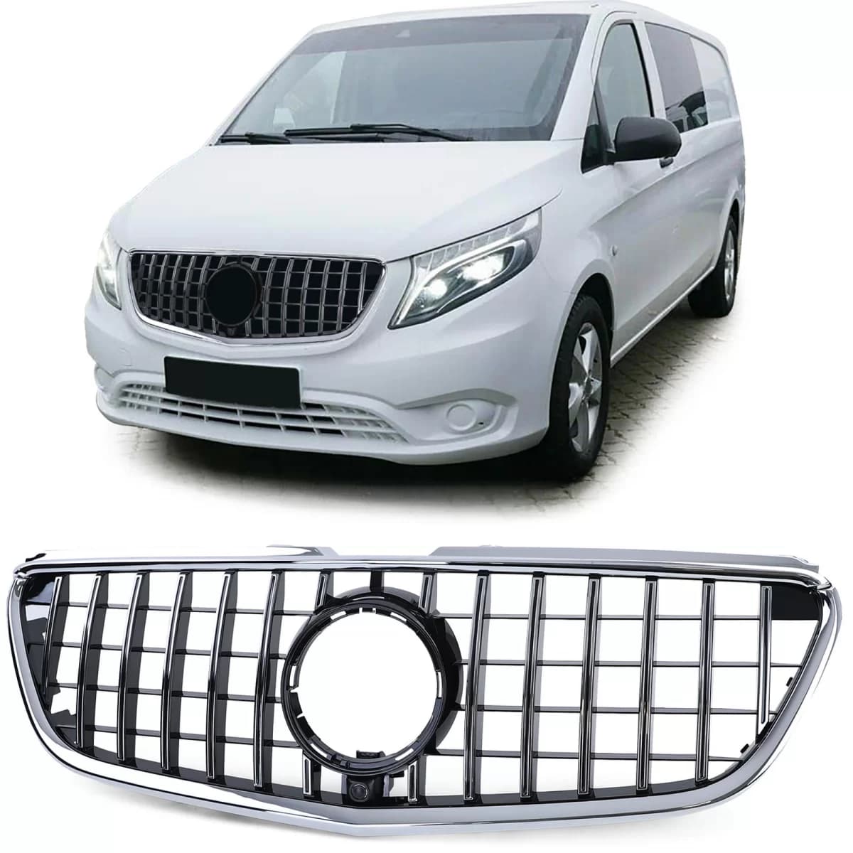 Sport grille black gloss chrome for Mercedes Vito W447 from 14