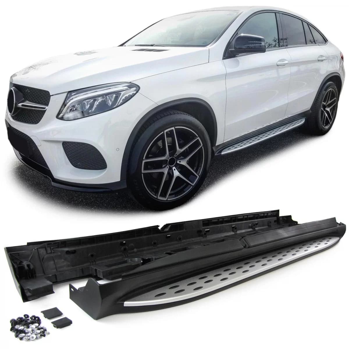 Aluminum running boards sills OE style with ABE for Mercedes GLE Coupe C292 15-19