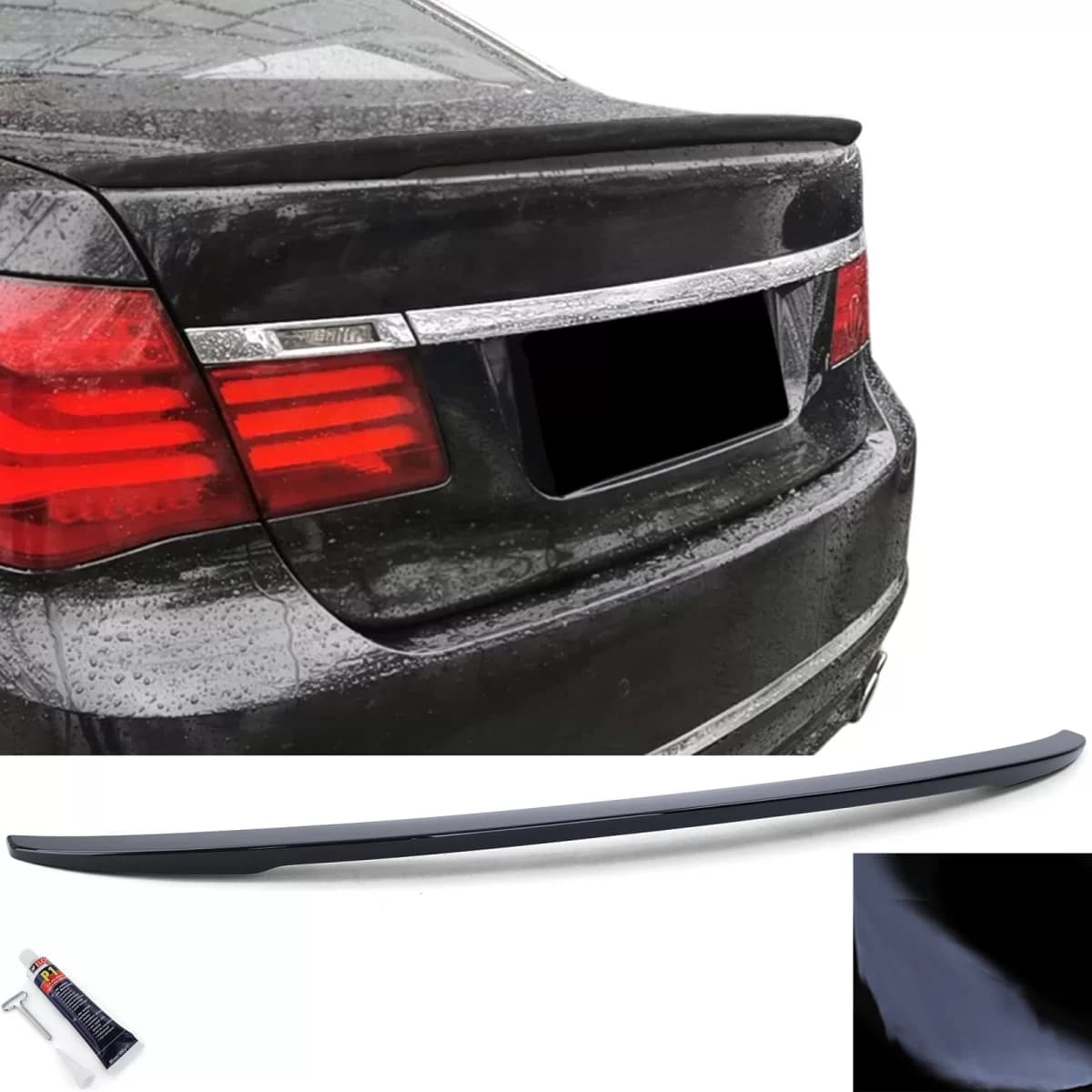Rear spoiler lip Performance gloss black fits for 7 Series BMW F01 2008-2015