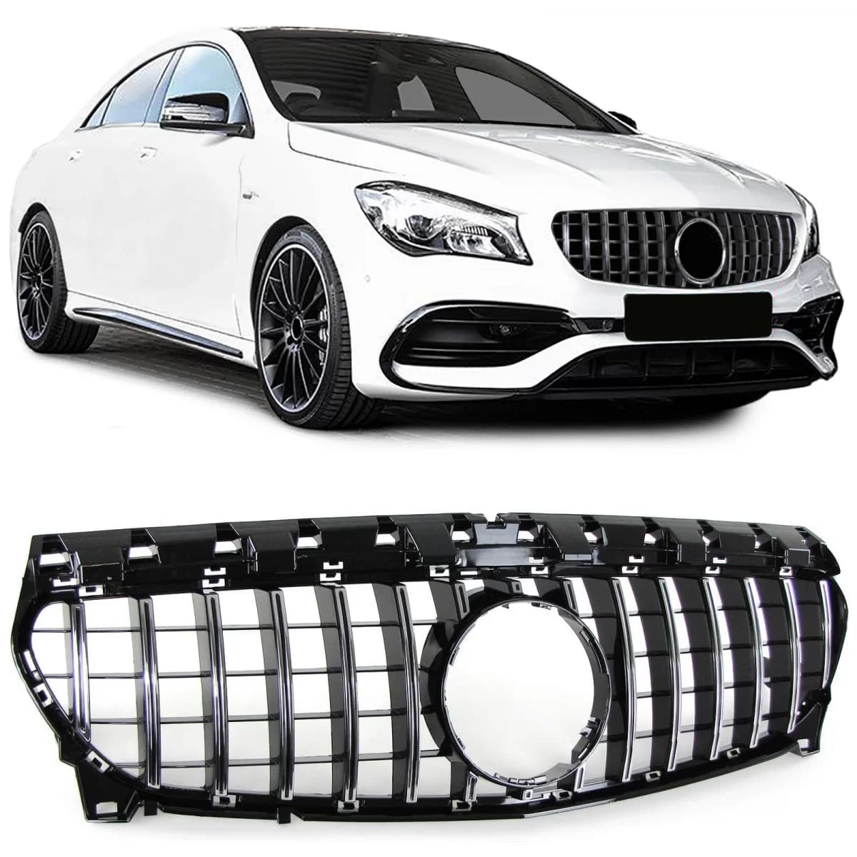 Sport grille black chrome for Mercedes CLA C117 W117 16-19 facelift