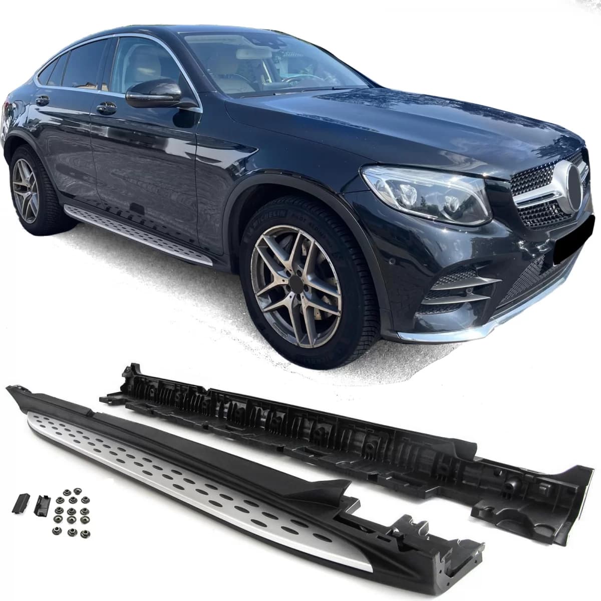 Aluminum Running Boards Side Protection OE Style for Mercedes GLC Coupe C253 16-22