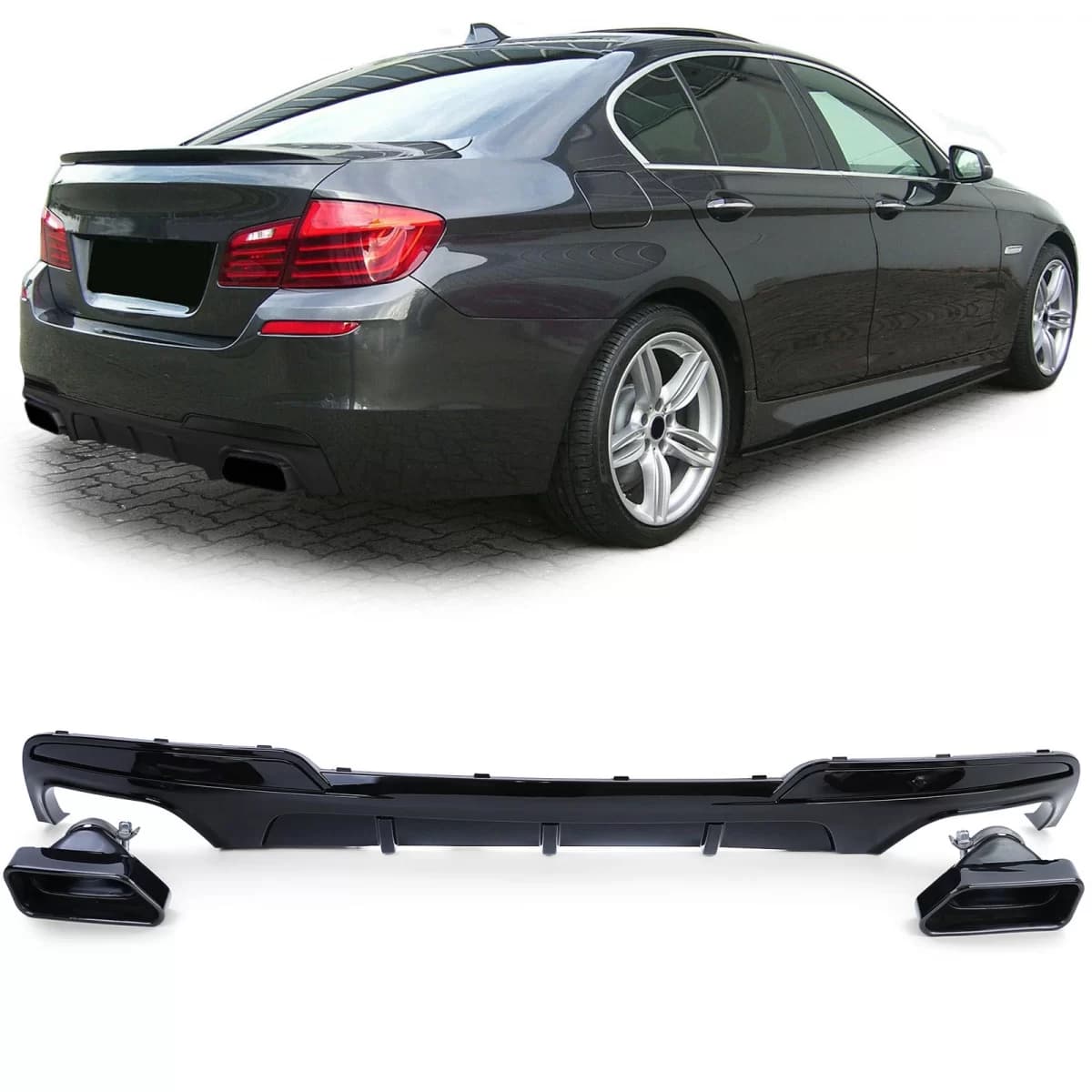 Rear diffuser + tailpipes 550 Performance gloss black fits BMW F10 F11 535