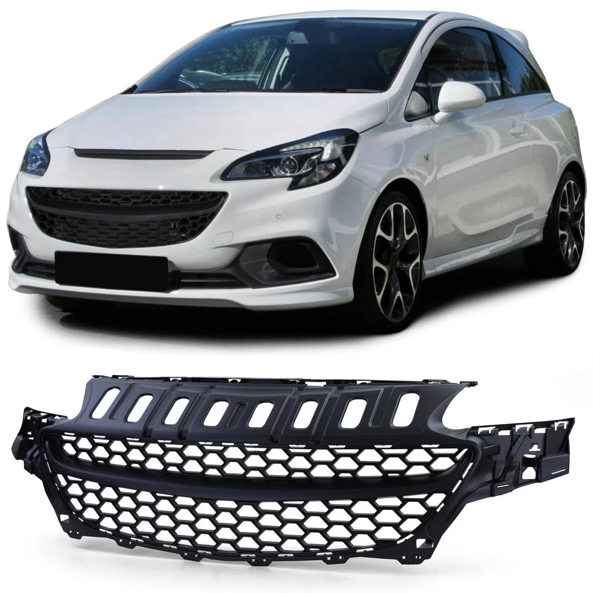 Honeycomb Grille without Emblem Black for Opel Corsa E 2014-2019