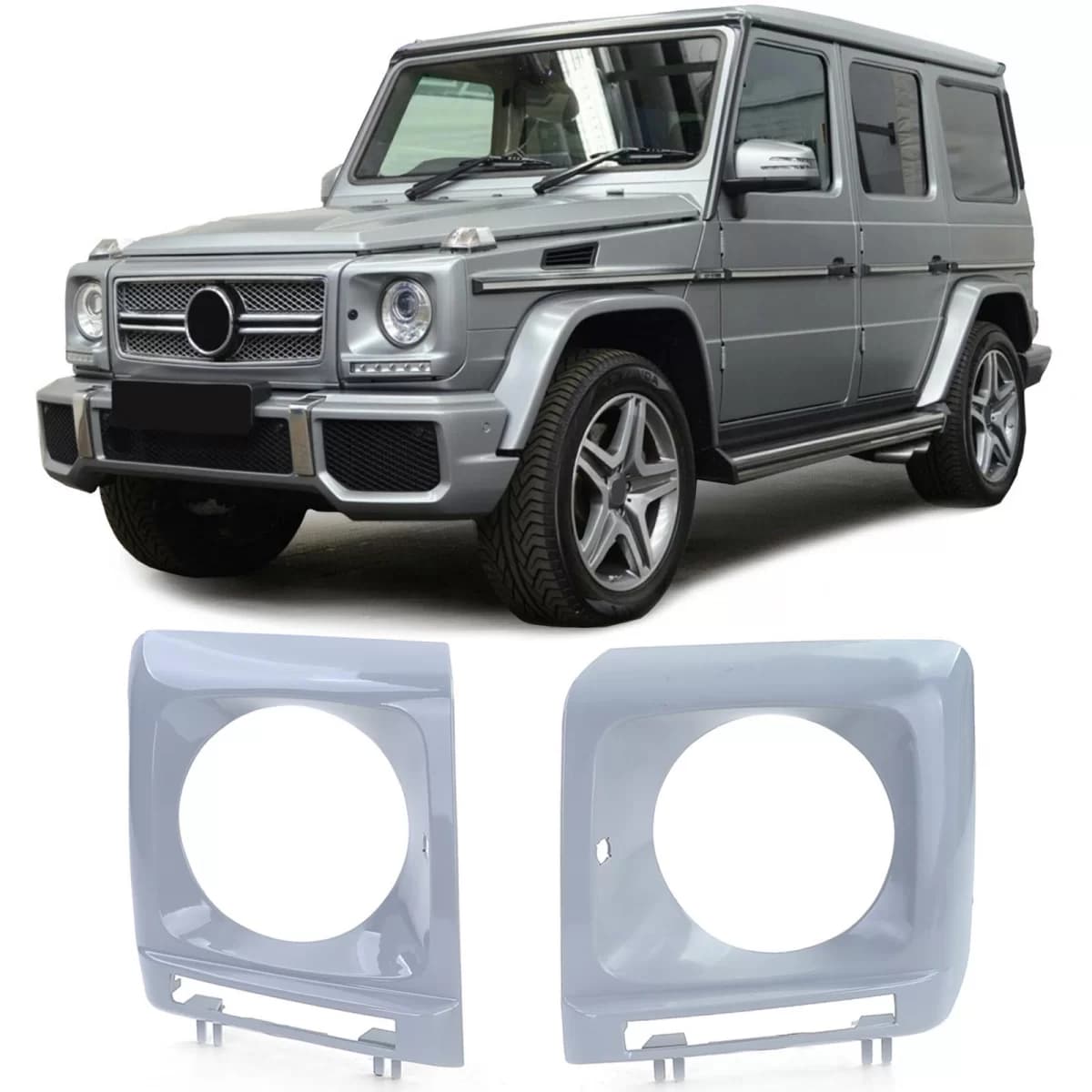 Headlight Frame Holder Covers Pair for Mercedes G-Class W463 12-18
