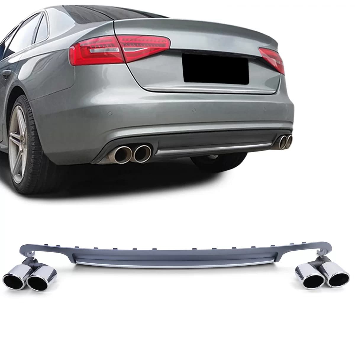 Sport rear diffuser insert with tailpipe set for Audi A4 B8 Sedan Avant 07-11