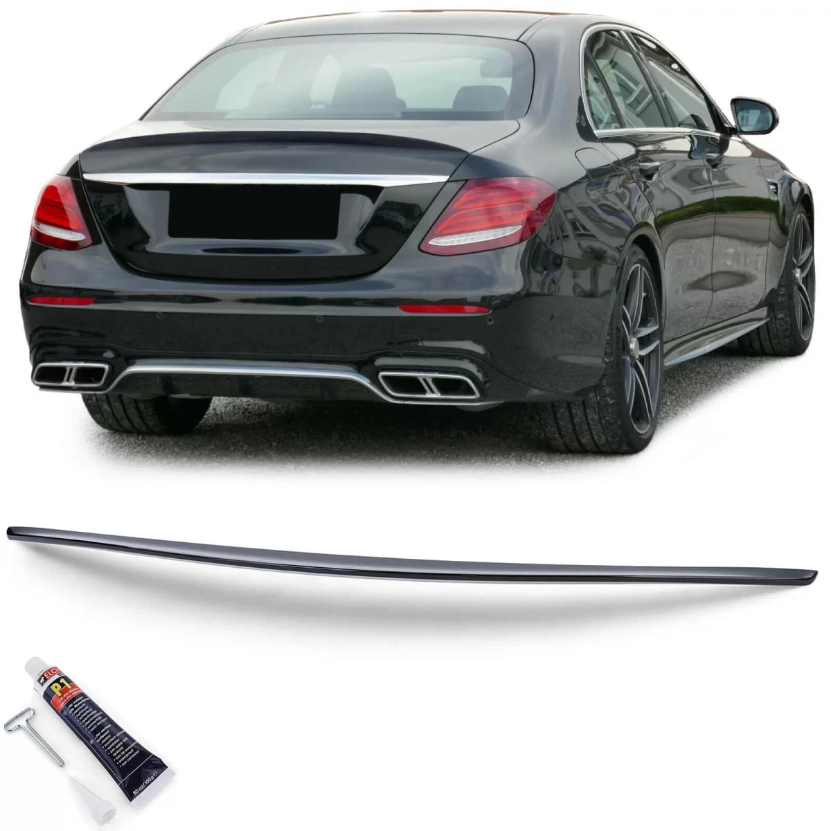 Sport rear spoiler lip gloss black with ABE for Mercedes E Class W213 16-20