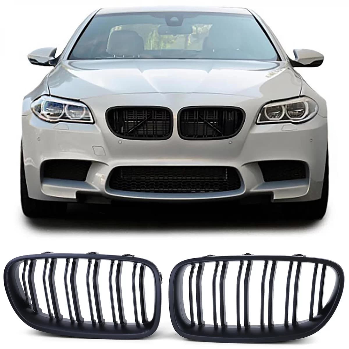 Double Slat Performance Black Kidney Grille for 5 Series BMW F10 F11 2010-2017
