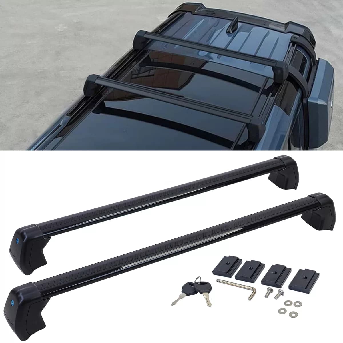Roof Rack Crossbars Aluminum Black for Land Rover Defender 110 L663 from 19