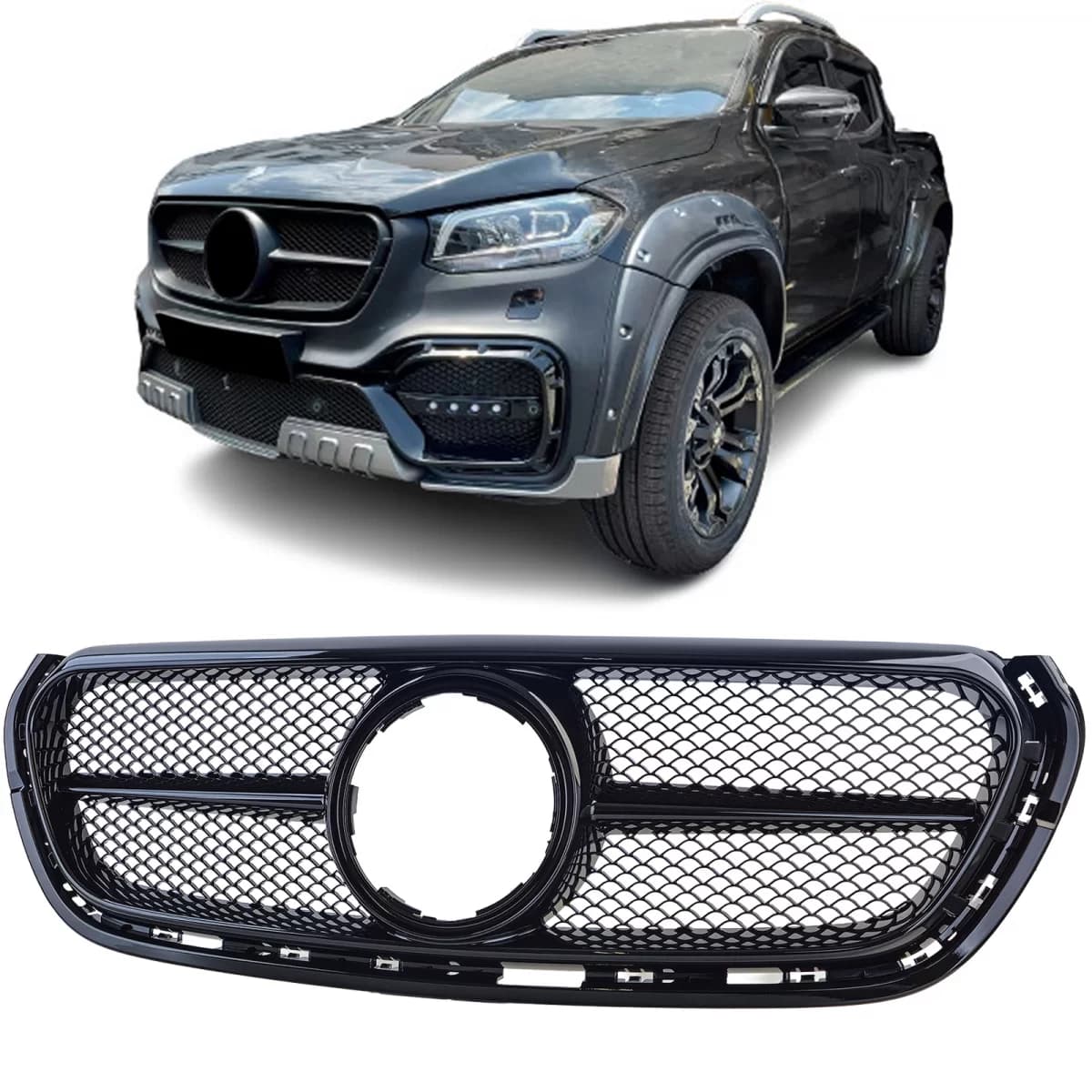 Performance radiator grille gloss black for Mercedes X-Class W470 2017-2020