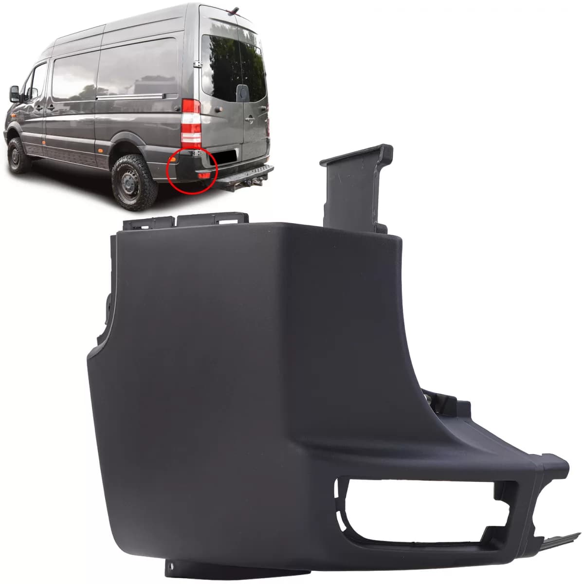 Rear bumper corner left for Mercedes Sprinter W906 and VW Crafter 2E 2006-18