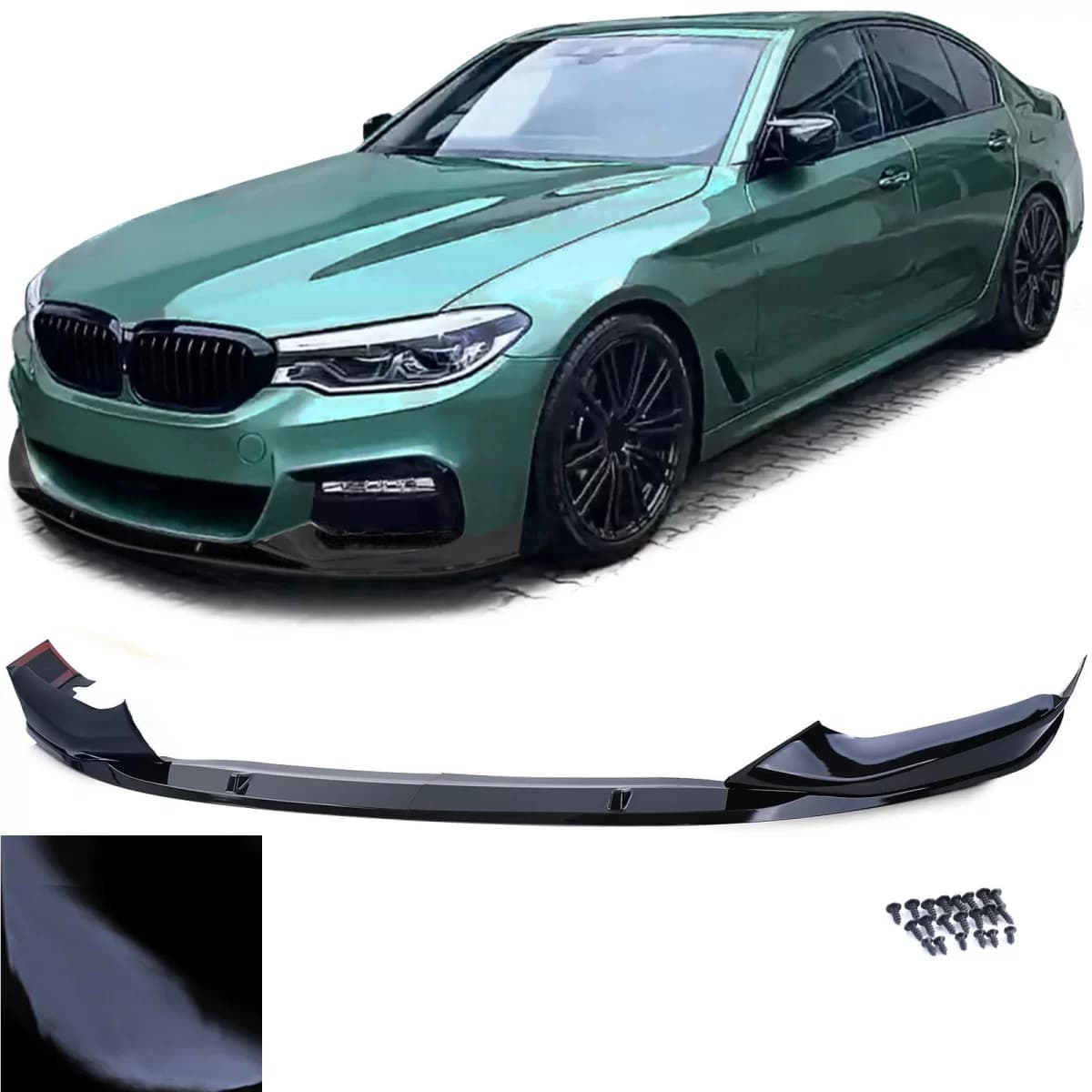 Front spoiler lip bumper black gloss suitable for 5 Series BMW G30 G31 from 2016