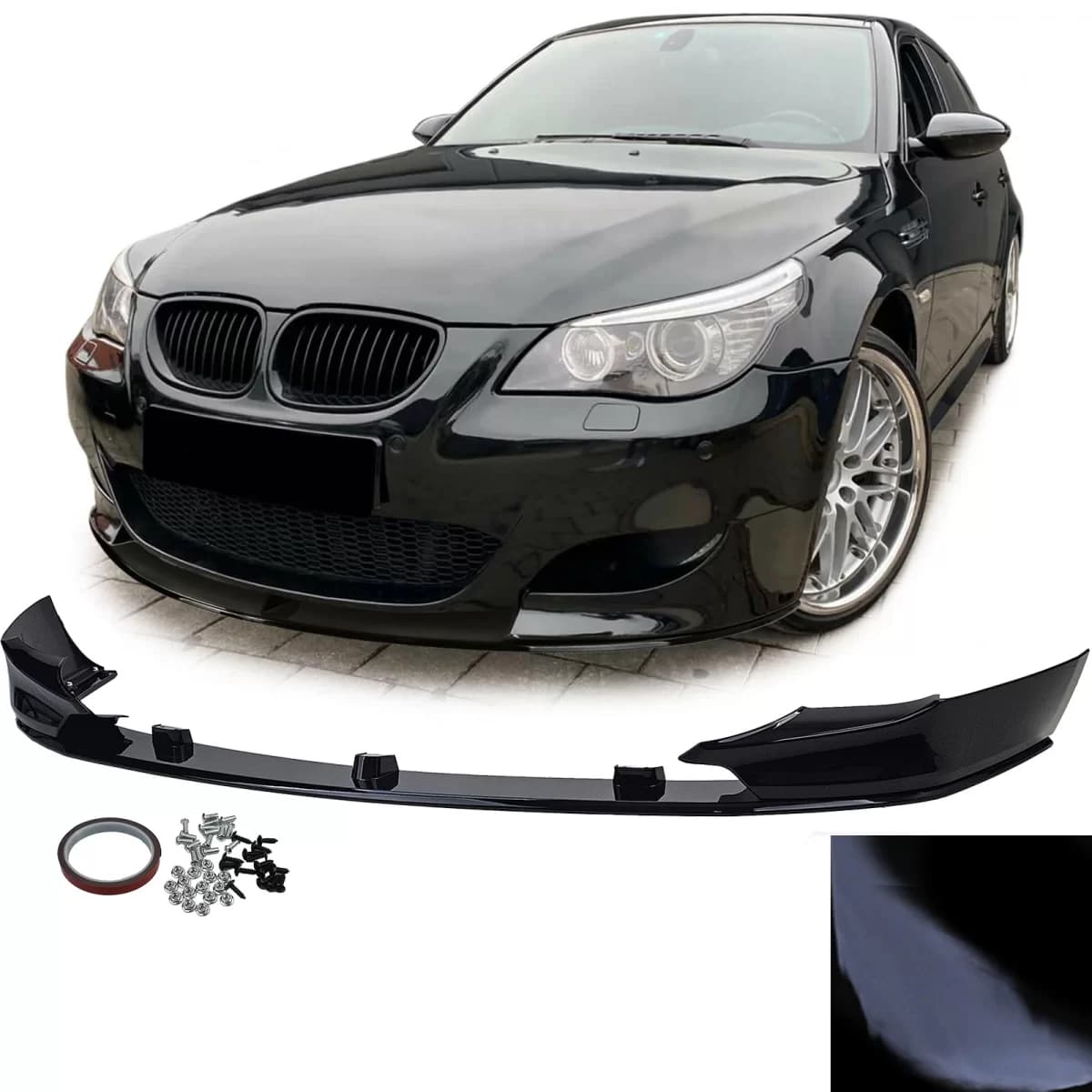 Sport Performance Front Spoiler Lip Gloss Black suitable for BMW 5 Series E60 E61