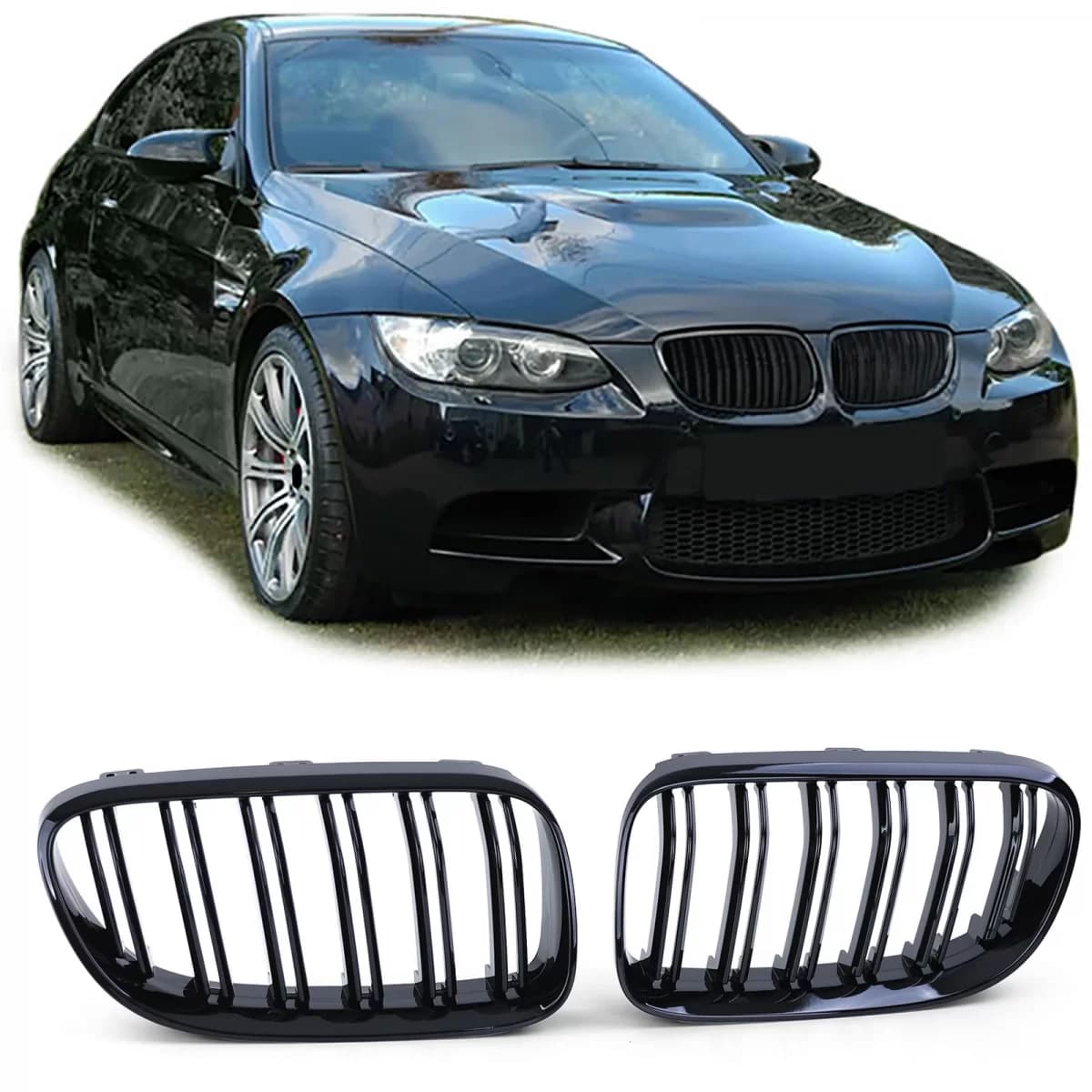 Double Slat Kidney Grille Performance Gloss Black for 3 Series BMW E92 E93 2010-2013