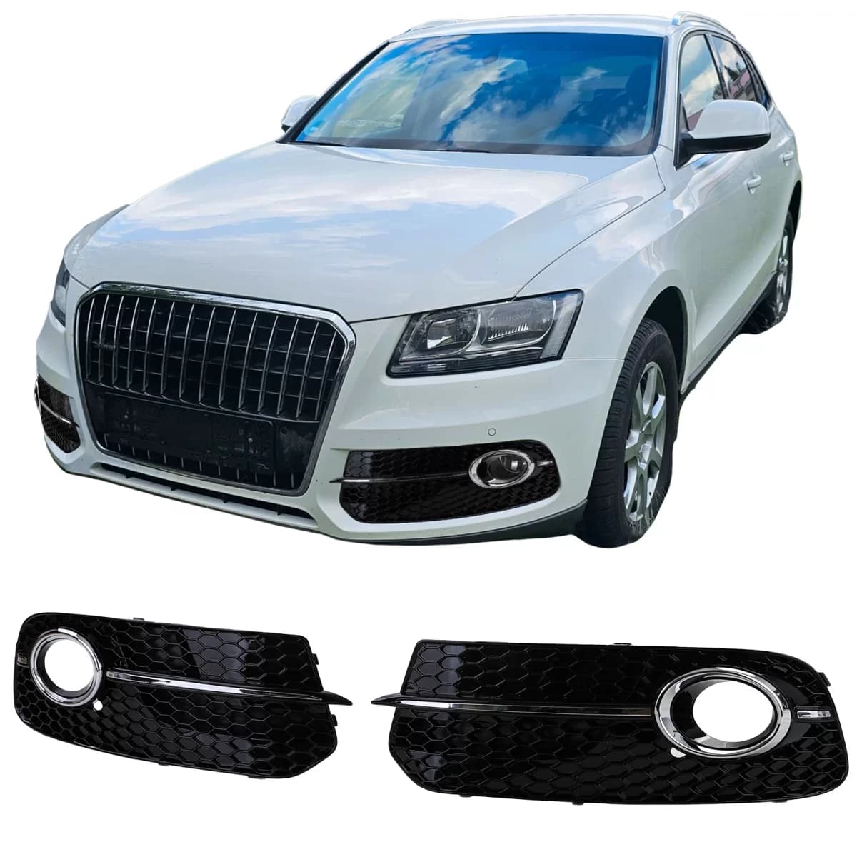 Honeycomb Grille Inserts Bumper Black Gloss for Audi Q5 8R 12-16