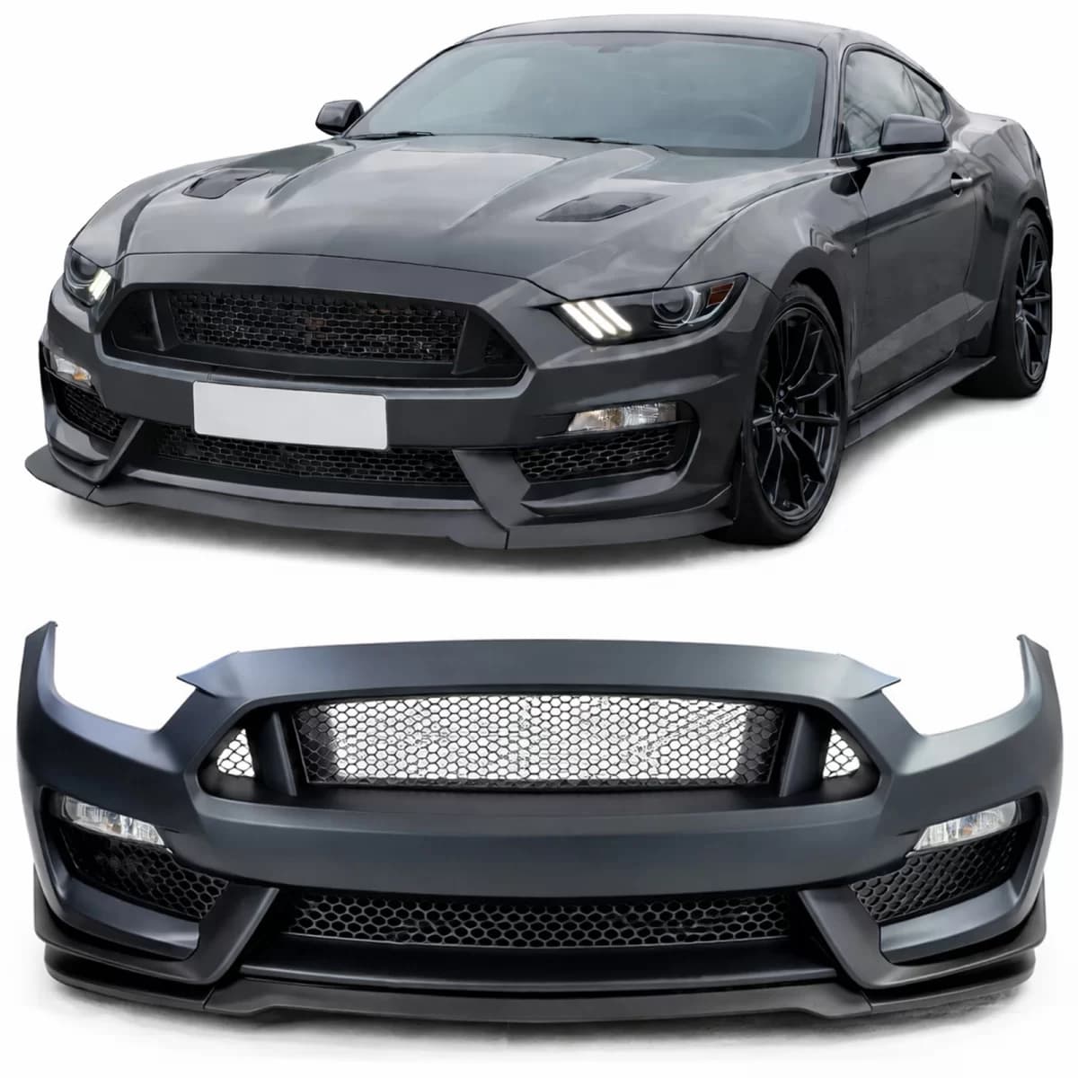 Front bumper Shelby GT350 + accessories for Ford Mustang 6 Coupe Convertible 14-17