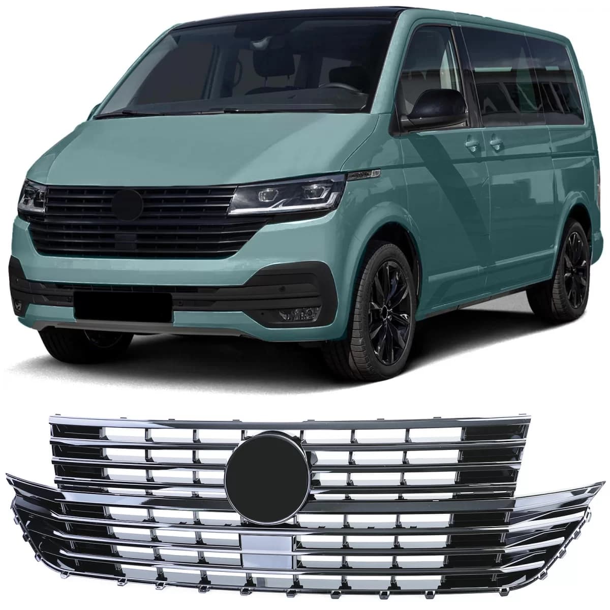 Radiator Grille Front Grille Gloss Black for VW T6.1 Bus Multivan Facelift from 19