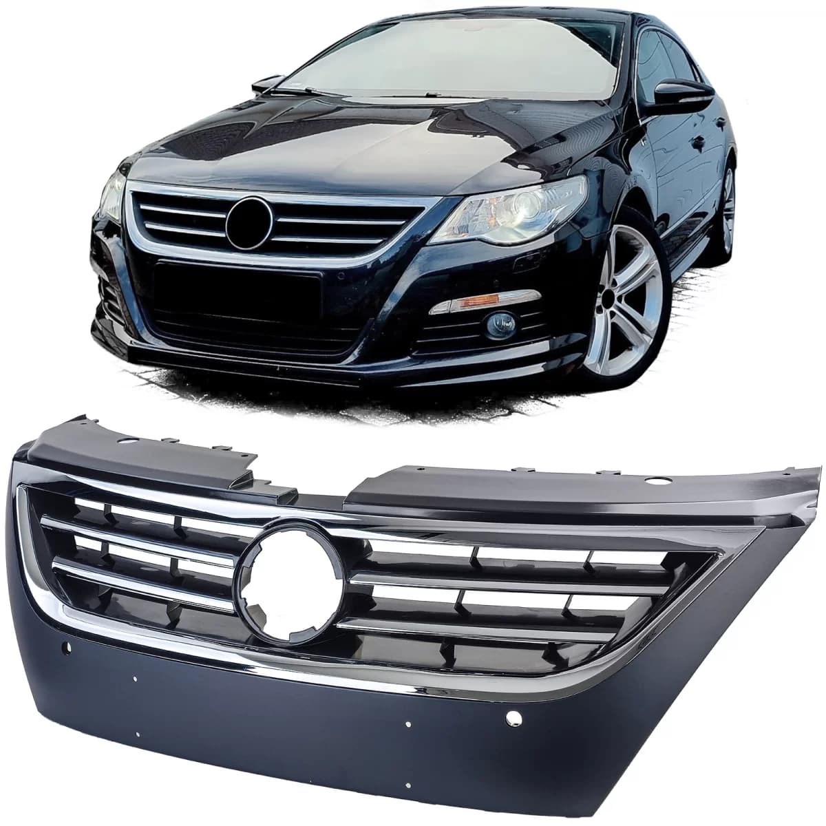 Black radiator grille with chrome strips fits VW Passat CC 2008-2012