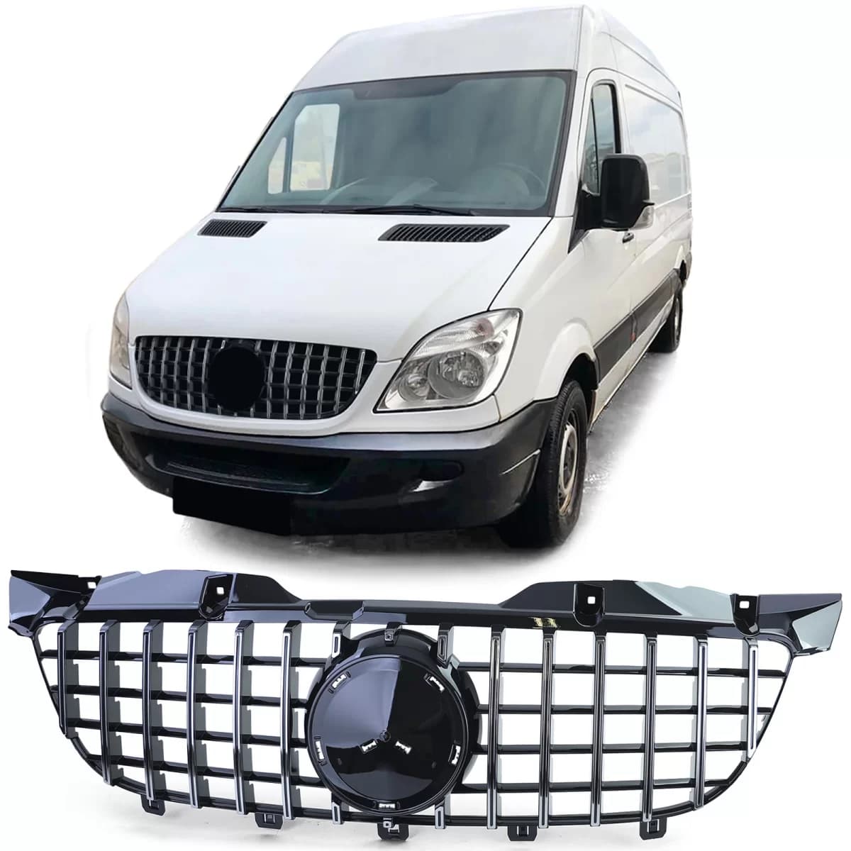 Sport grille black gloss chrome for Mercedes Sprinter W906 06-13