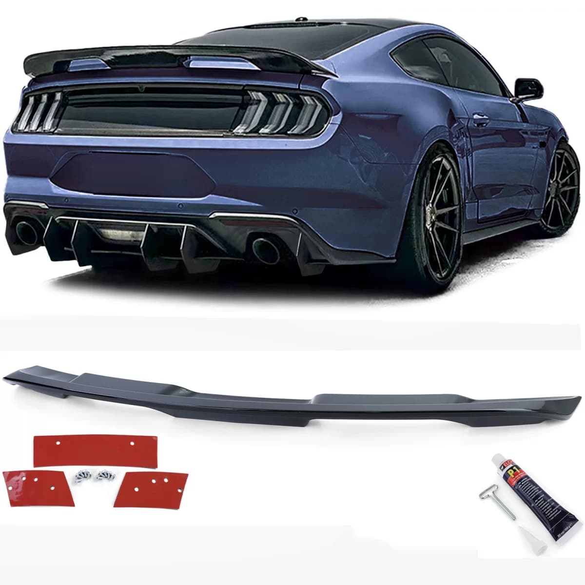 Sport Rear Spoiler Performance 500 Black Gloss for Ford Mustang Coupe 14-20