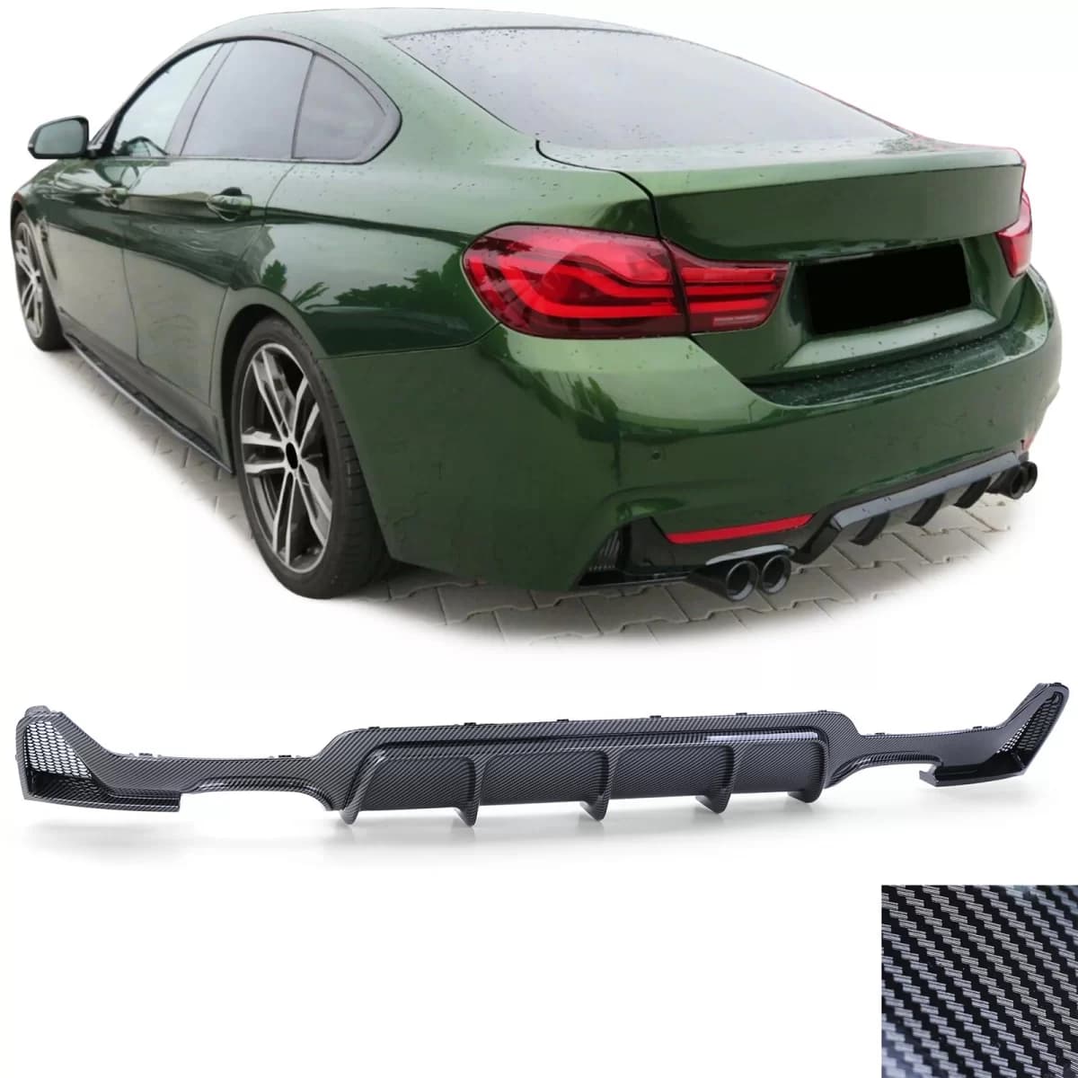 Performance carbon rear diffuser twin pipe left+right fits 4 Series BMW F32 F33 F36