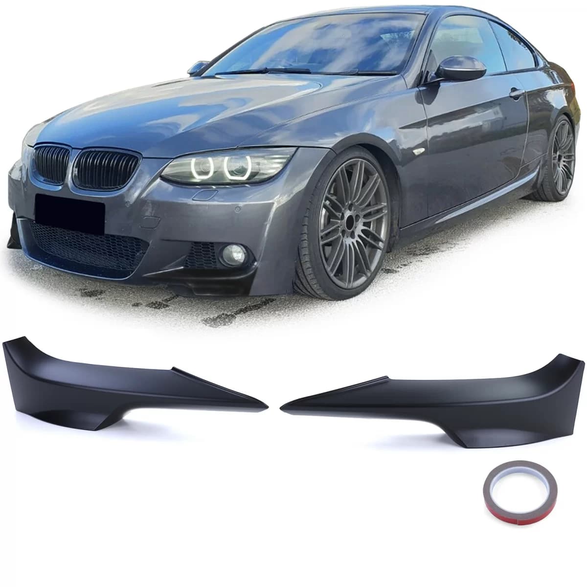 Front flaps spoiler splitter matte black fits BMW 3 Series E92 E93 06-10