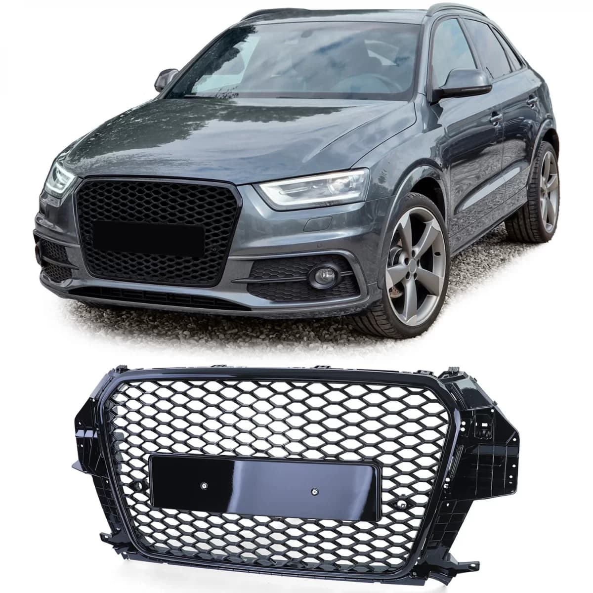 Sport honeycomb grille radiator grille black gloss for Audi Q3 8U pre-facelift 11-15