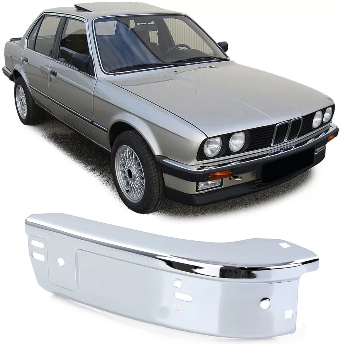 Front bumper chrome corner right suitable for BMW 3 Series E30 82-87