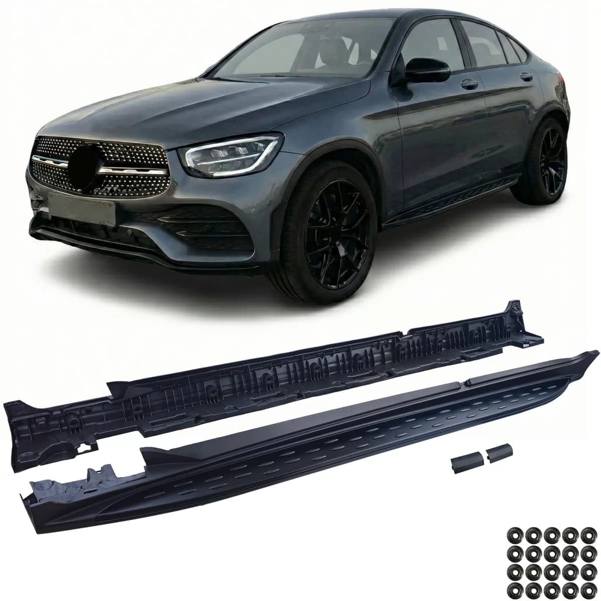 Aluminum running boards OE Style Black Edition with ABE !! for Mercedes GLC Coupe C253