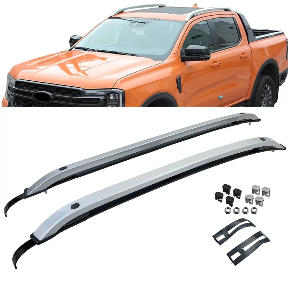 Aluminum roof railing retrofit suitable for Ford Ranger T9 from 2023