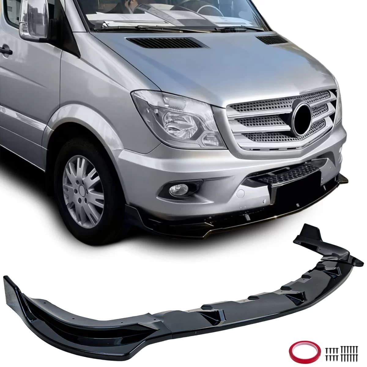 Front spoiler lip gloss black for Mercedes Sprinter W906 facelift 2013-2018