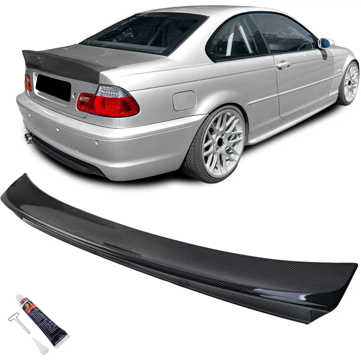Rear spoiler performance lip carbon look fits 3 Series BMW E46 Coupe 1999-2006