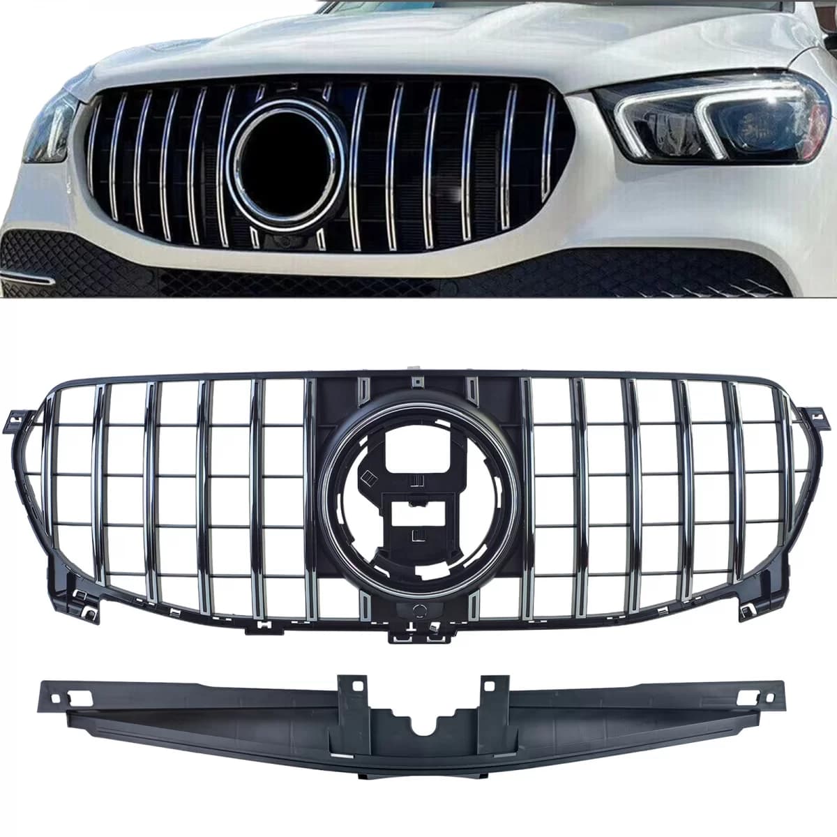 Radiator grille black chrome for Mercedes GLE V167 Coupe C167 18-23 without AMG