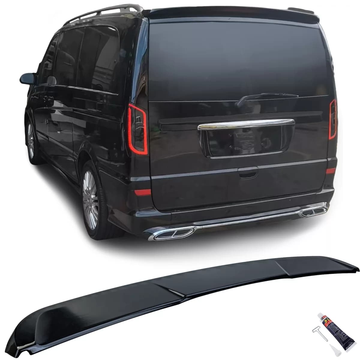 Roof Rear Spoiler Lip Black Gloss for Mercedes Vito Viano W639 2003-2014