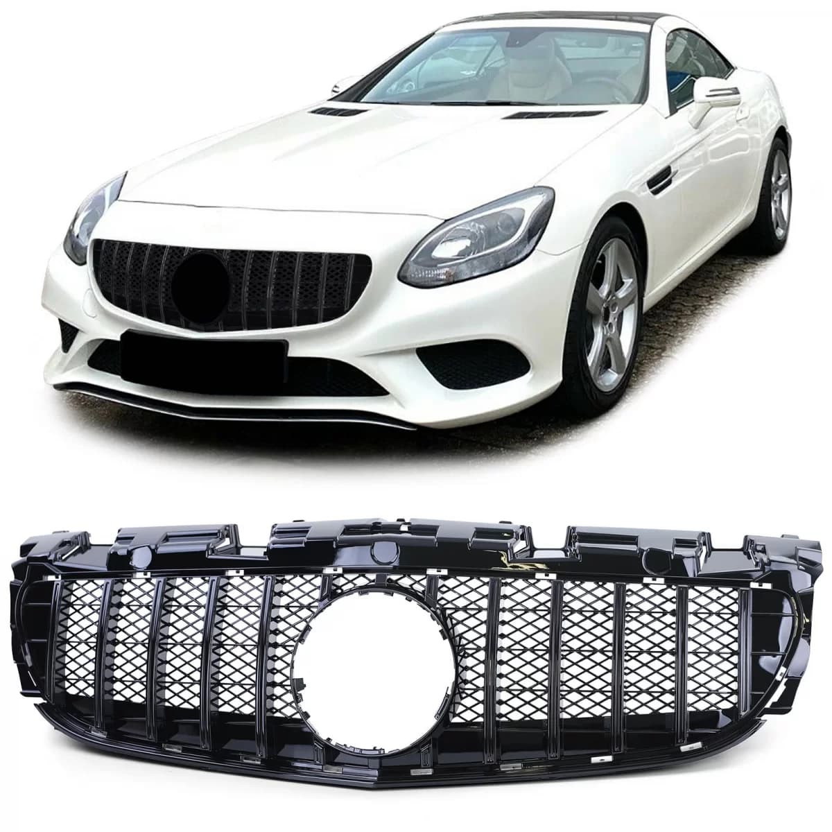 Sport grille glossy black suitable for Mercedes SLC R172 Facelift 2016-2021