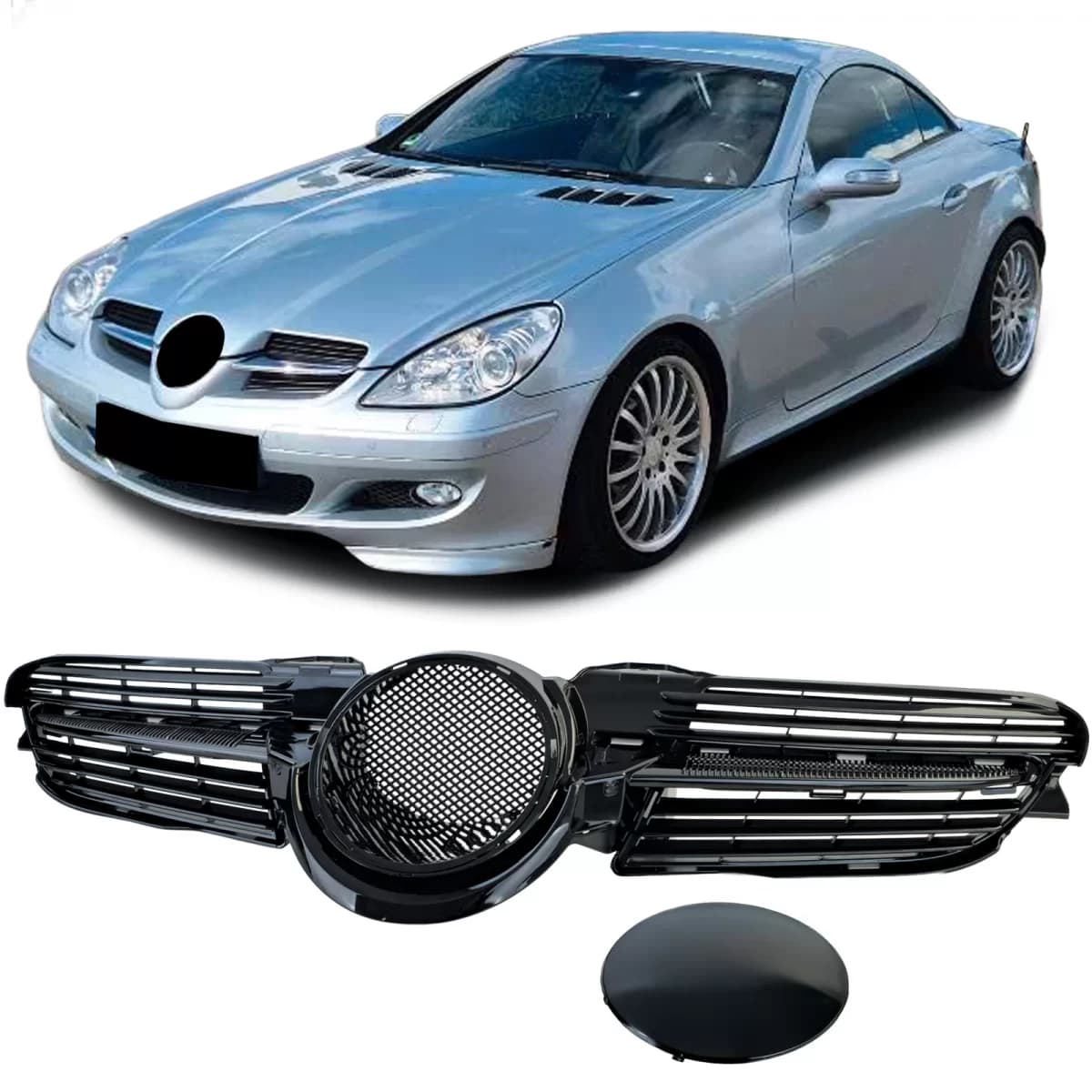 Radiator grille black gloss fits Mercedes SLK R171 2004-2007 pre-facelift